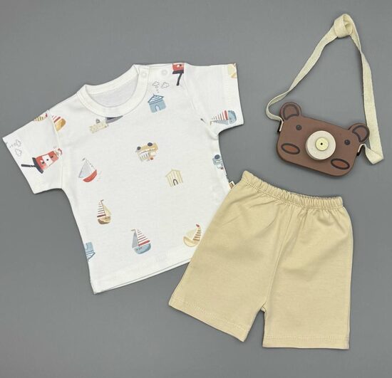 T-krekls, šorti bēšs