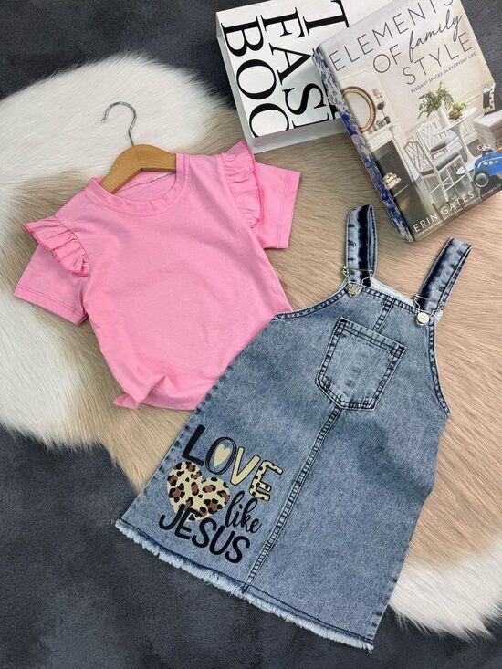 Džinsa sarafāns + tkrekls