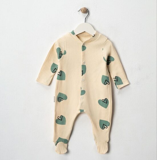 Pidžama bēša ar zaļām sirsniņām