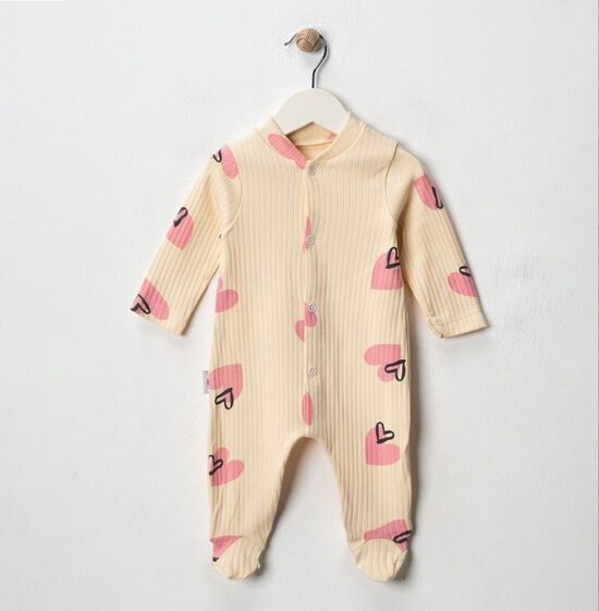 Pidžama bēša ar rozā sirsniņām