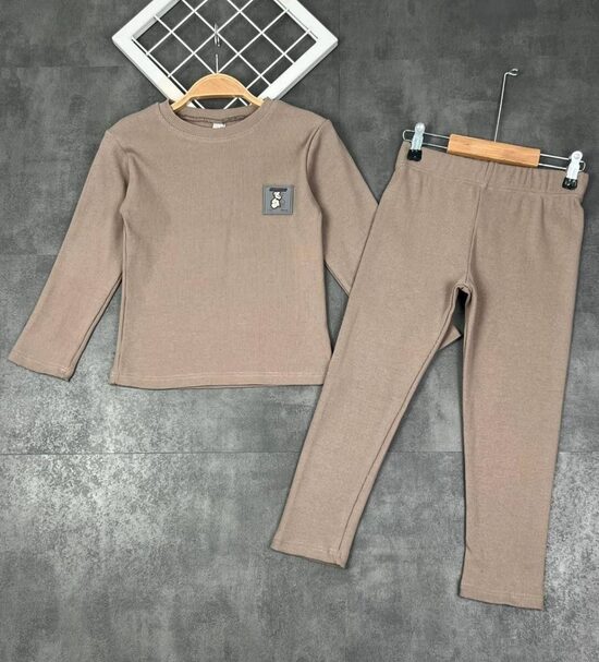 RIBBED džemperis,legingi - brūns