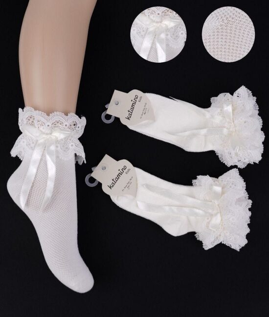 Zeķes ar mežģīni krēmkrāsā