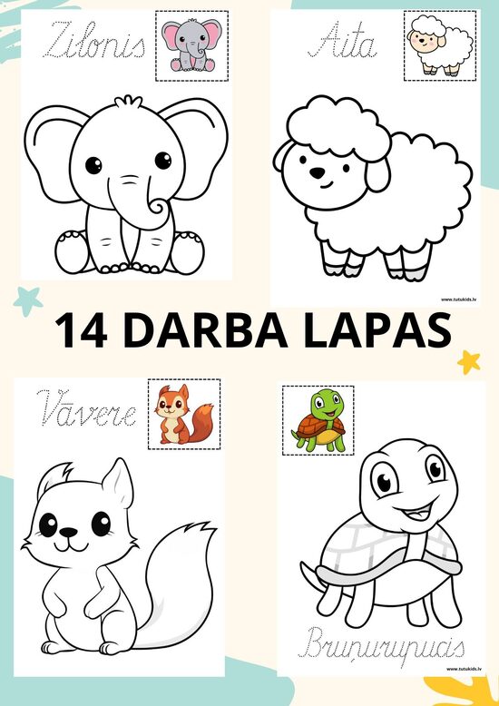 Krāsošanas lapas 14gab + rakstīšana
