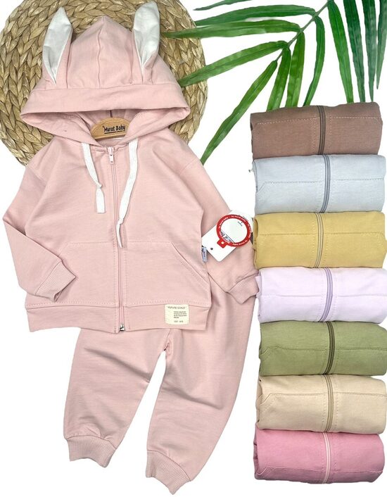 Zaķa jaka+bikses, maigi rozā krāsā